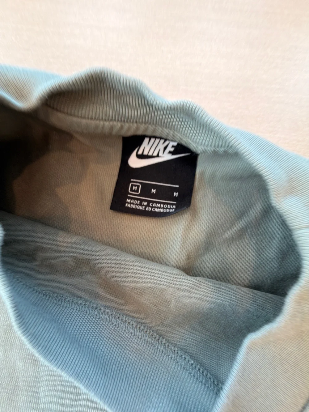Nike Women’s Olive Green Crop Tee (Medium) & Drawstring Shorts (Large) Set